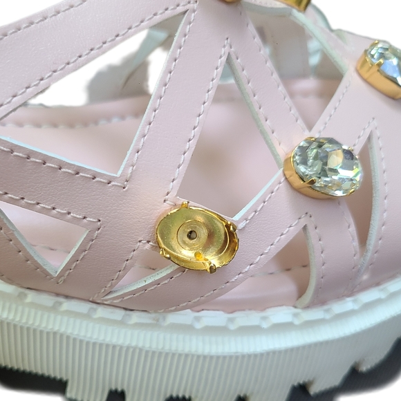 LORIBLU Made In Italy Pink Ankle Strappy Leather Sandal Beaded 38IT, 7.5US - Picture 6 of 10